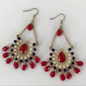 🍓2/$10🍓😃❕or 🫐5/$25🫐❕waterfall red blu white gold Dangle Earrings🇺🇸